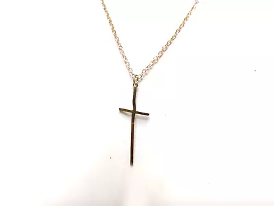 Vintage Cross Pendant Gold Tone Necklace Chain • $7