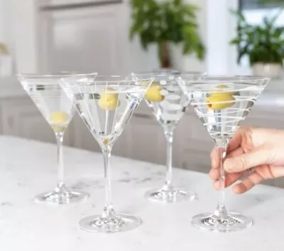 Set Of 4 Crystal Mikasa  Cheers  Martini / Margarita Glasses • $35