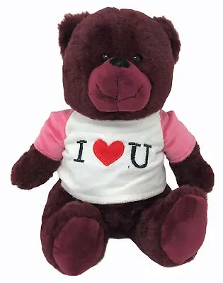 Valentines Day 10  Plush Teddy Bear With I Love You Shirt (Cabernet) • $19.99
