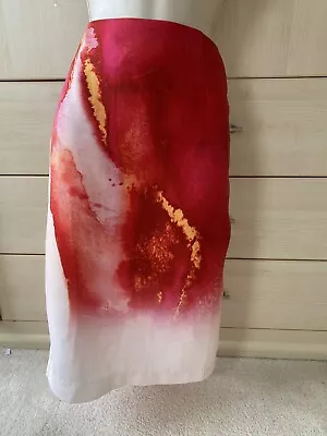 Woman Pencil Skirt Watercolour Red/pink/white Size 10 UK From Staple Pre-worn • £1.99