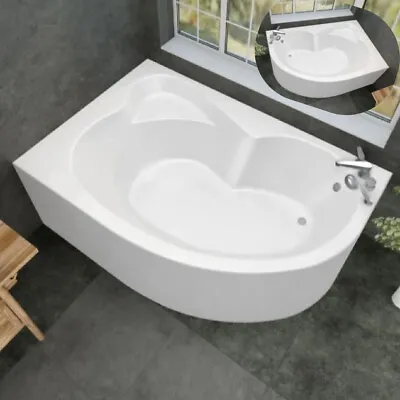 £289 • Buy Corner Bath Tub Strong Acrylic White Right Space Saving Left Hand 1500 X 1000mm