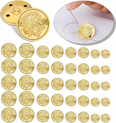 40 Pcs Metal Blazer Button Set Vintage Gold Sewing Buttons Blazer Brass Buttons • $8.73