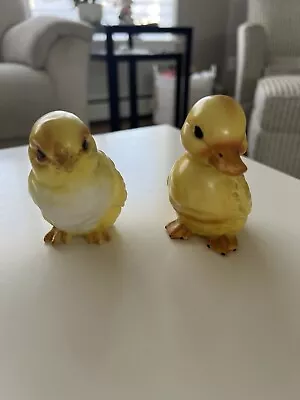 2 Vintage Lefton Ceramic Yellow Duckling Duck Bird Figurines Japan • $10