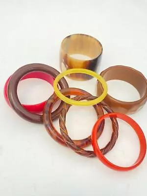 Vintage Plastic Bangle Bracelet Mixed Colorful  & Faux Tortoise Lot Of 8 • $9.99