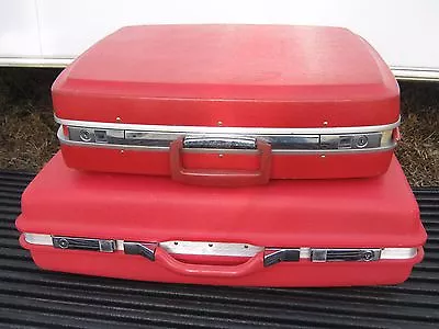 2 Pc Vintage Royal Traveller Hawthorn Red Travel Luggage Train Bag Good Decor • $60