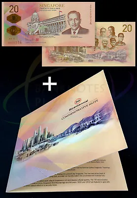 SINGAPORE 20 Dollars 2019 Bicentennial Commemorative W/Folder UNC Uncirculated • $30.99