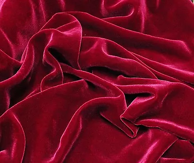 Silk Rayon Velvet Berry Solid Fabric 45” Clothingdraperydresses By The Yard • $40.99