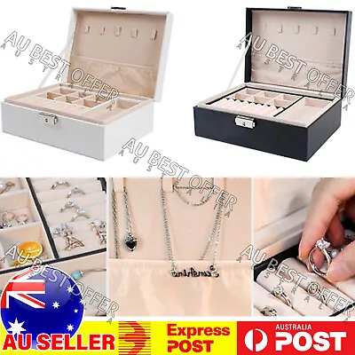 Jewelry Organizer Case Box Storage Earring Ring Velvet Display Leather AUS • $14.92