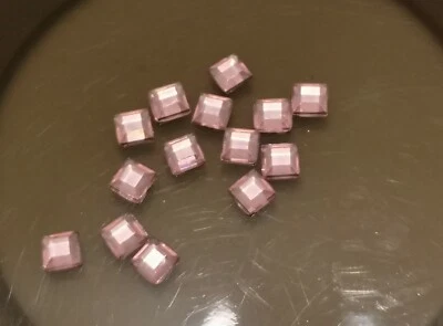 £1.99 • Buy Square 4x4mm Pink Glue On Flat Back Resin Crystals Rhinestones/Diamante 200pc