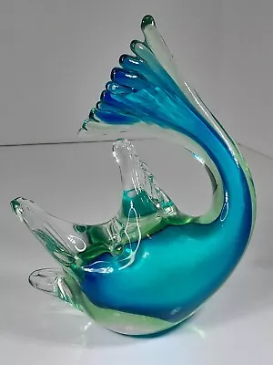 Murano Style Hand Blown Art Glass Blue & Green Swordfish Marlin Figurine • $39.99