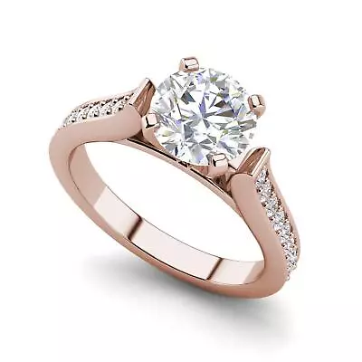 Channel 3 Carat SI1 F Round Cut Diamond Engagement Ring Rose Gold Treated • $1