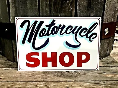 Hand Painted MOTORCYCLE SHOP Sign Harley Chopper Indian Ducati Bike Repair Art • $55