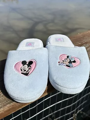 Disney Mickey & Minnie Mouse Fuzzy Clog Slippers House Shoe 4 Adults 9/10 C Desc • $15