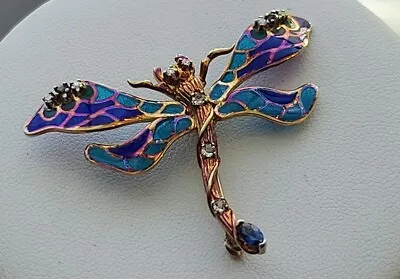 Franklin Mint Faberge 14k Gold Jeweled Dragon Fly Brooch / Pin House Of Igor • $999.99