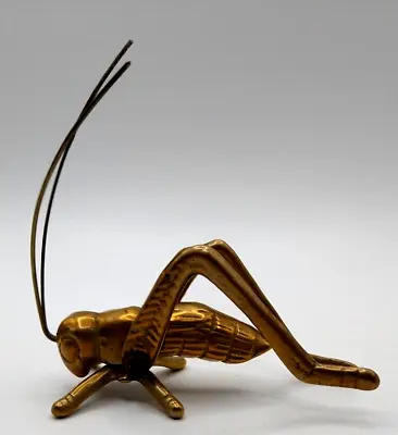 Vintage Brass Grasshopper Cricket Locust Insect Art Figurine Paperweight  • $15.95