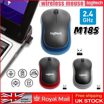 Logitech- M185 Wireless Optical Mouse Fit Compact PC Laptop Mouse + USB Receiver • £6.49