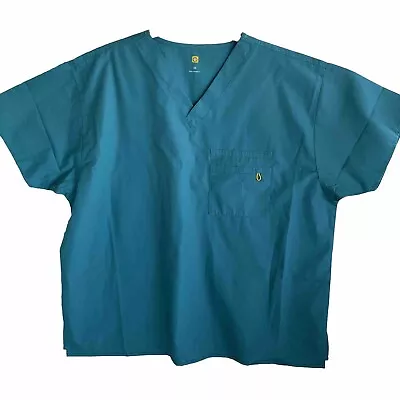 WONDER WINK Teal Green Scrub Top V Neck Women’s Size 2X Front Pocket • $11.95