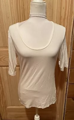 Majestic Filatures Paris Superwashed Soft Touch White 3/4 Sleeve Top Size 4 ~EUC • $39.99