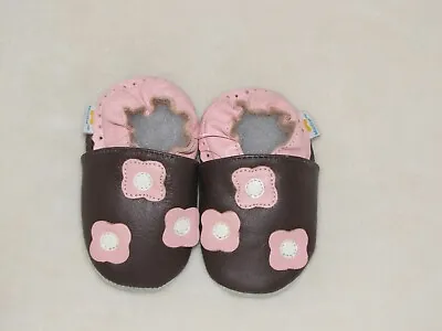 $13.99 • Buy Ministar Infant Genuine Leather Baby Shoes Size 6-12 Months Bobux Brown Pink NEW