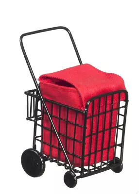 Dollhouse Miniature Metal Grocery Cart Black With Red Canvas Insert EIWF571 • $20.69