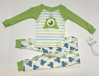 Disney Monsters Inc Mike Sully Pajamas PJ's Costume Cotton New Nwt Baby Boy Girl • $15.19