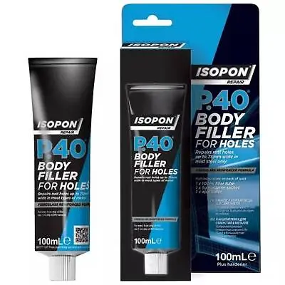 Isopon P40 Body Filler For Holes Compound Kit Scraper • £12.99