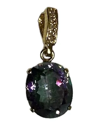 Yellow Gold Over 925 Sterling Silver Mystic Topaz Pendant Brand New • $47.97