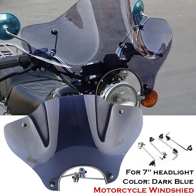 $48.44 • Buy Universal For Motorcycle 7'' Headlight Windshield Windscreen With Mounting Kit