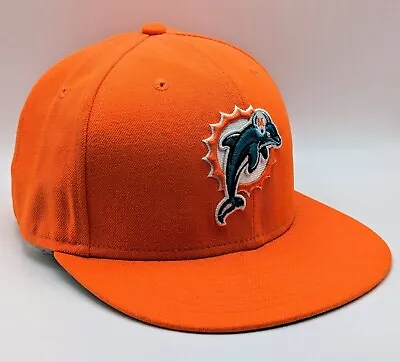 NEW ERA 59fifty Miami Dolphins NFL Fitted Orange Cap Hat Size 7 1/4 Vintage Logo • $19.99