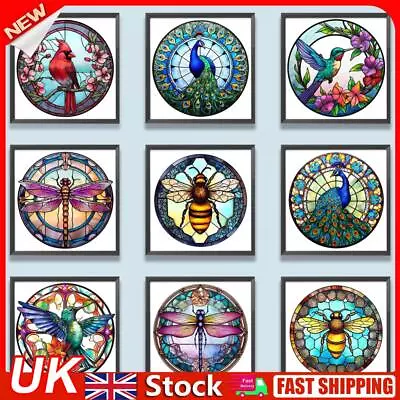 5D DIY Full Round Drill Diamond Painting Stained Glass Animal Kit Home Decor UK • £4.39