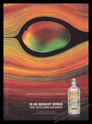 Absolut Mango 2000s Print Advertisement Ad 2009  True Taste Comes Naturally  • £12.53