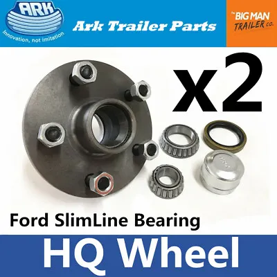 ARK Trailer 2x Hubs Holden HQ 5 Stud Lazy Hub Ford SL Bearings Kits HQF150 • $82.50