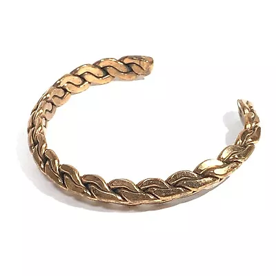 VINTAGE Copper Cuff BRACELET Chain Link CABLE TEXTURE MCM Style UNISEX • $15.95