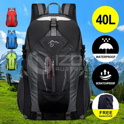 $25.99 • Buy 40L Hiking Camping Bag Large Waterproof Backpack Outdoor Travel Luggage Rucksack