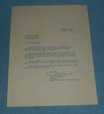 1952 Masonic Children's Christmas Party Chairman Letter To Mr. Paul Montague DC • $13.11