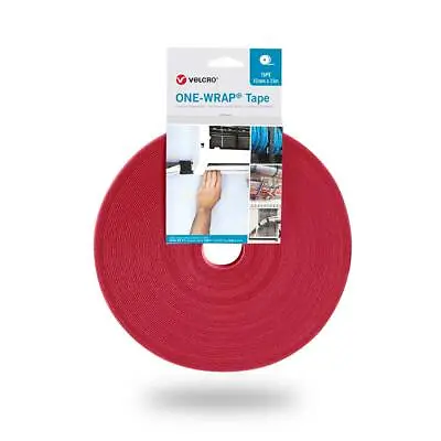 VELCRO® Brand ONE-WRAP® 10mm RED Cable Tie Tape Double Sided Hook / Loop Tape • £0.99
