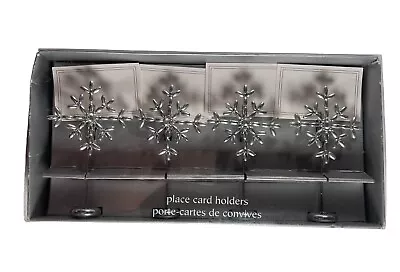 Pier One Imports Silver Snowflake Gem Bling SET OF 4 Place Card Holders NEW • $8.49