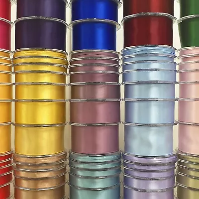 £0.99 • Buy Stunning Double Satin Ribbon HUGE RANGE Plain Colours & Widths 3mm - 50mm PER 1M