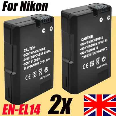 £23.99 • Buy 2PACK EN-EL14 EN-EL14a Rechargeable Battery For Nikon D3100 D3200 D5500 D5100Cam