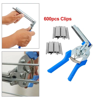 £14.98 • Buy Mesh Cage Wire Fence Clamp Hog Ring Plier Repair Tool With 600x M Clips Staple