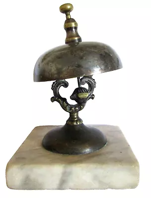 RING FOR SERVICE! Antique Victorian Front Desk HOTEL BRASS BELL Marble Base • $9.99