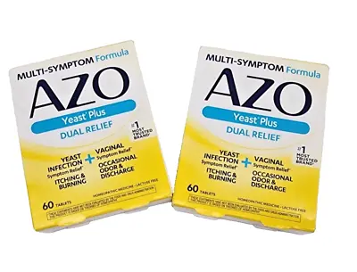 2 X 60 Tablet AZO YEAST Infection + Vaginal Symptom Relief Homeopathic EXP 07/24 • $13.99