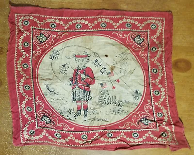 Antique Bandana Handkerchief  Girl Flying Kite Flags • $34.99