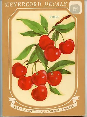 Vintage Meyercord Decal Red Cherries Cluster #X 103-C 1/sheet 1940s • $9