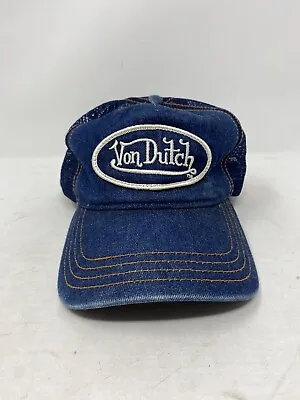 Y2K Von Dutch Dark Denim Patch Trucker Snapback Hat One Size • $75