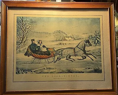 1853 Otto Knirsch Lithograph “ The Road -  Winter “ For N. Currier Lithographer • $15.95