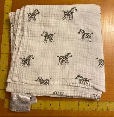 Amazing Baby Muslin Swaddle Receiving Blanket Lovey 100%Cotton White Black Zebra • $10.97