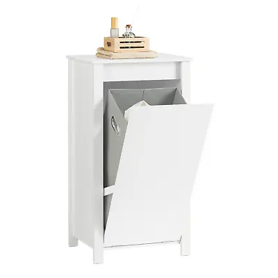 SoBuy Laundry Cabinet Chest Bathroom Storage Cabinet With Basket BZR100-W • $116.99