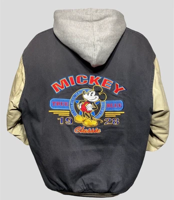 $139.99 • Buy VTG Disney Store Mickey Mouse Bomber Varsity Jacket Hood Denim 1928 Adult Small