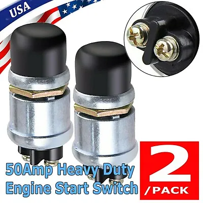 2PCS 12 Volt DC Heavy-Duty Start Momentary Push-Button Starter Switch (50 Amps) • $9.99